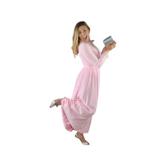 1960s Vintage Pink Velvet Gown with Embellished Details Small - Picture 8 of 12